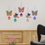 3D Butterfly & Birds Wooden Wall Hangings - Set of 5