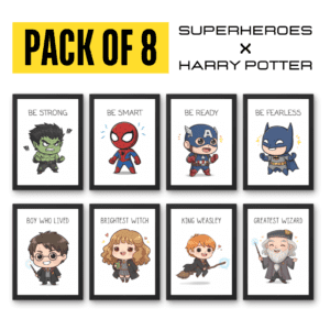 8 Superheroes & Harry Potter Wall Frames Set