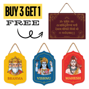 Buy 3 Get 1 Free - Tridev Blessing Wooden Wall Hangings