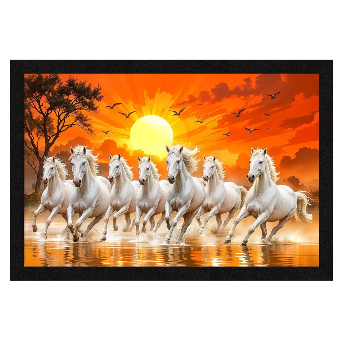 7 Horses Vastu Frame Wall Art Painting