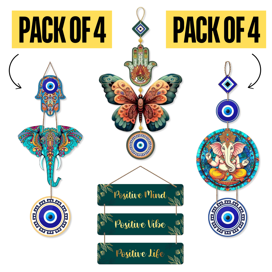 4 Vastu Positivity Wooden Wall Hangings