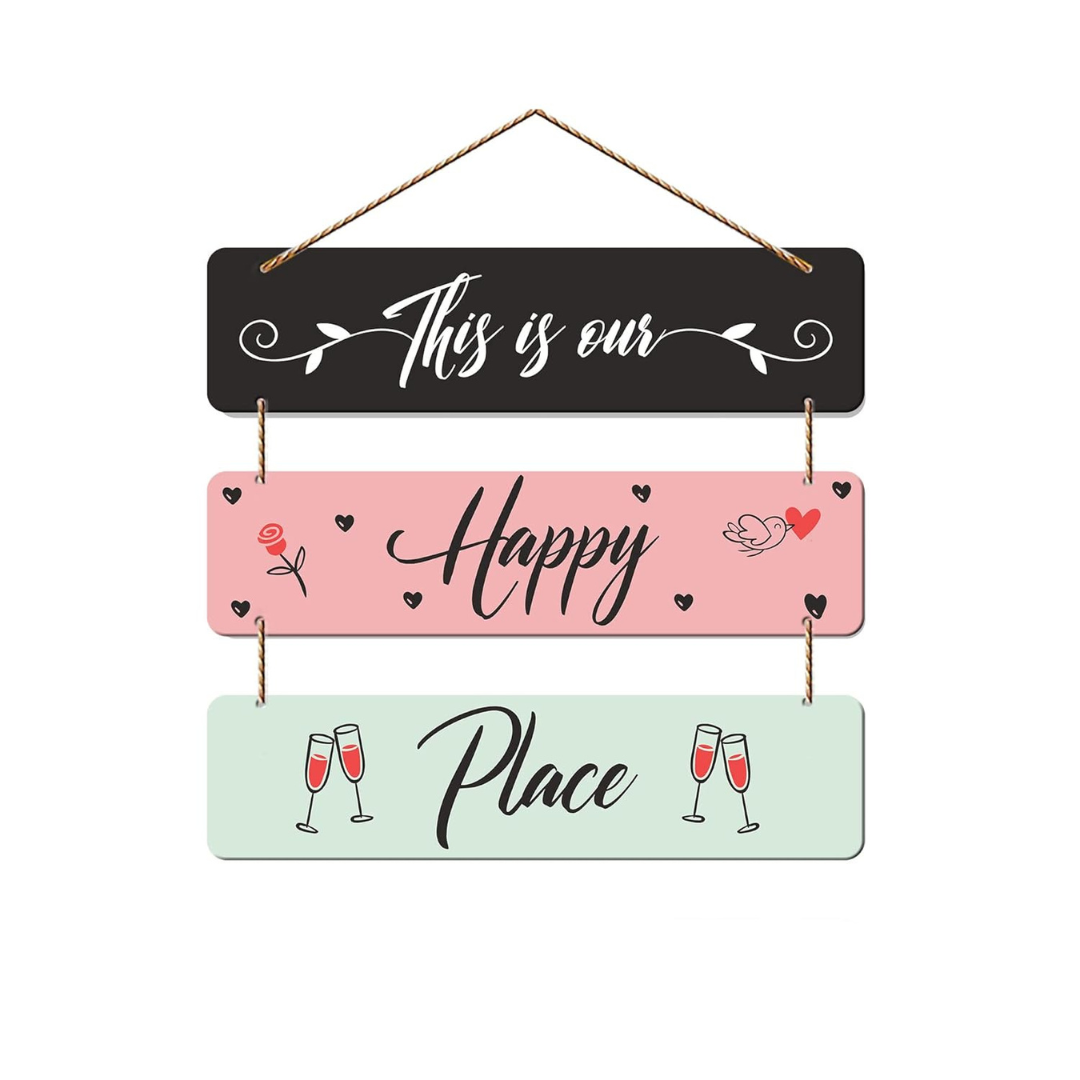 Happy Place Wooden Hanging for Home Decor