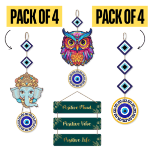 4 Evil Eye Protection Wooden Wall Hangings