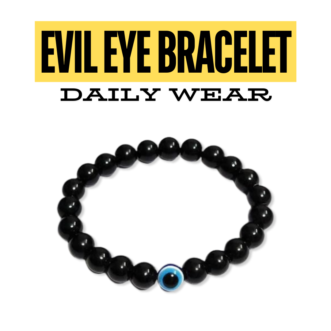 Evil Eye Bracelet with Certified Black Onyx Beads
