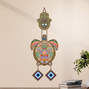 Artistic Turtle Wooden Evil Eye Wall Hanging