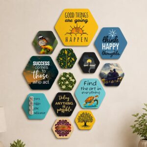 13 Daily Happy Thoughts Decorative Wooden Wall Arts