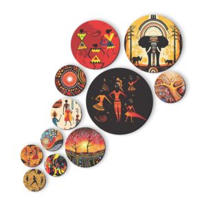 11 Folk Paintings Decorative Wooden Wall Arts