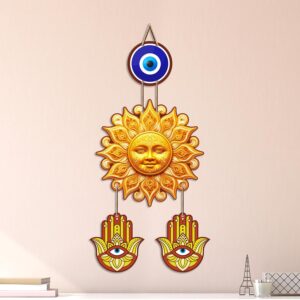Surya Dev Wooden Evil Eye Wall Hanging