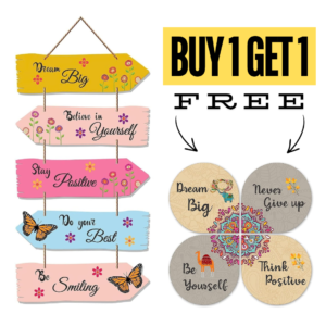 Buy 1 Get 1 Free - Dream Big Quotes Wooden Wall Hangings
